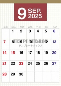 ２０２５年９月カ…｜無料テンプレート｜カレンダー｜無料