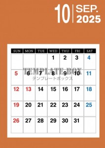 ２０２５年１０月…｜無料テンプレート｜カレンダー｜無料