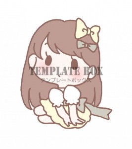 座っているリボン…