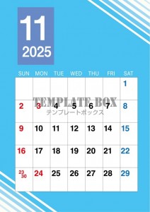 ２０２５年１１月…｜無料テンプレート｜カレンダー｜無料