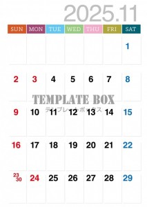 ２０２５年１１月…｜無料テンプレート｜カレンダー｜無料