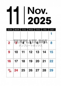 ２０２５年１１月…｜無料テンプレート｜カレンダー｜無料