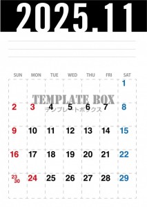 ２０２５年１１月…｜無料テンプレート｜カレンダー｜無料