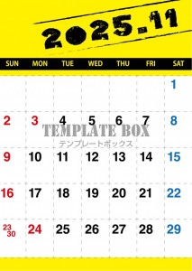２０２５年１１月…｜無料テンプレート｜カレンダー｜無料