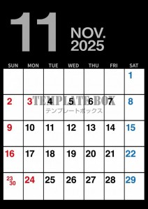 ２０２５年１１月…｜無料テンプレート｜カレンダー｜無料