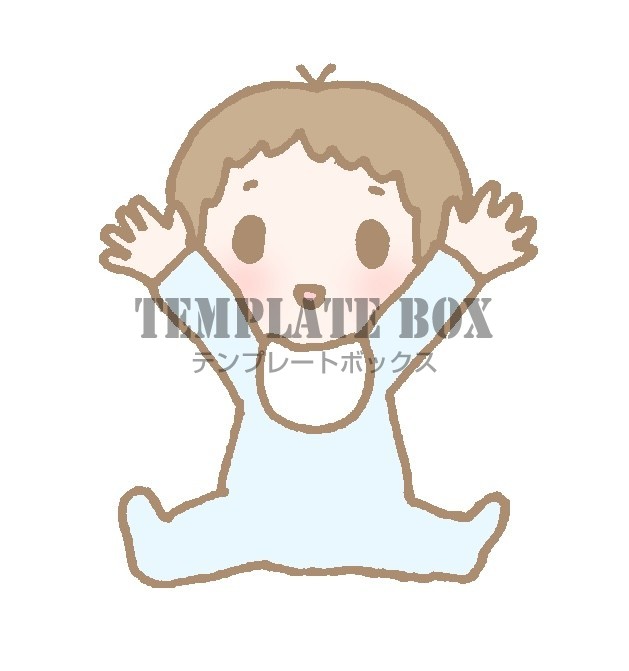抱っこしてと両手をあげている赤ちゃんのワンポイントイラスト