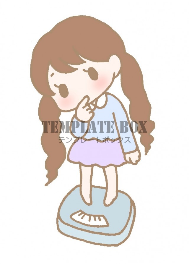 ダイエット/体重計に乗っている女の子のワンポイント
