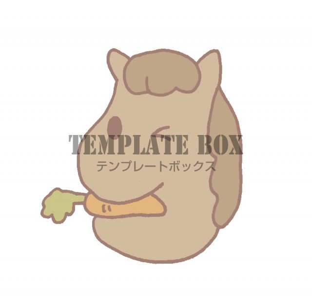 にんじんをくわえてウインクしている馬のワンポイントイラスト