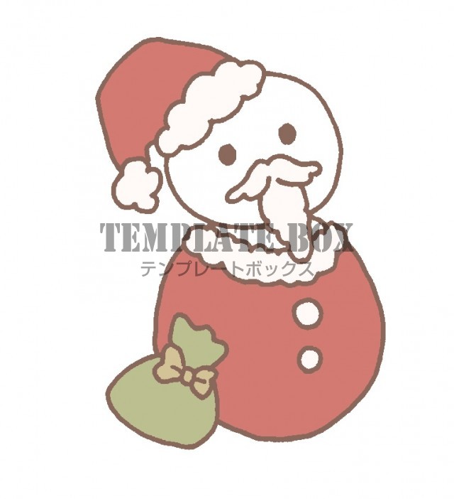 サンタクロースの格好をした雪だるまのワンポイントイラスト
