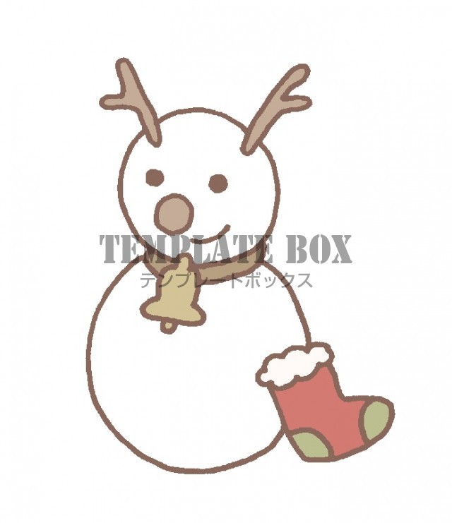 トナカイの格好をした雪だるまのワンポイントイラスト