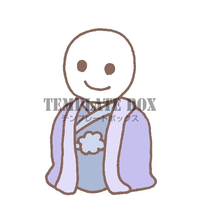 男性の着物を着ている雪だるまのワンポイントイラスト