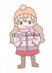 厚着をして着膨れ…｜無料イラスト素材｜ワンポイント｜無料