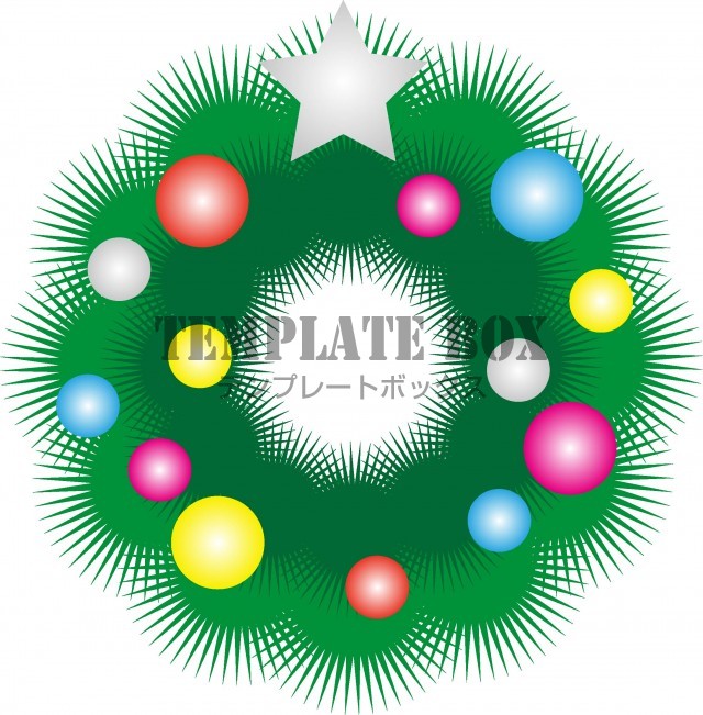 12月のイメージイラスト、おしゃれなクリスマスリースのイラスト