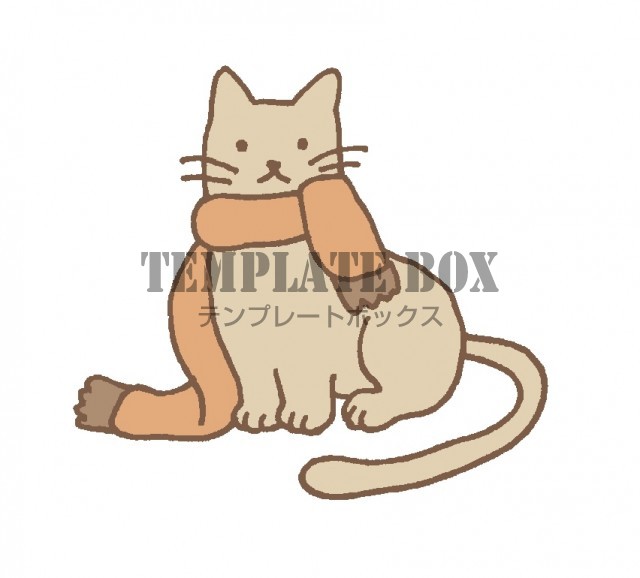 マフラーを巻いた猫のワンポイントイラスト・秋冬のイラスト