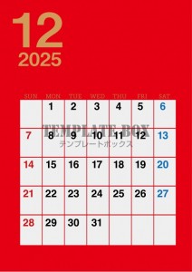 ２０２５年１２月…｜無料テンプレート｜カレンダー｜無料