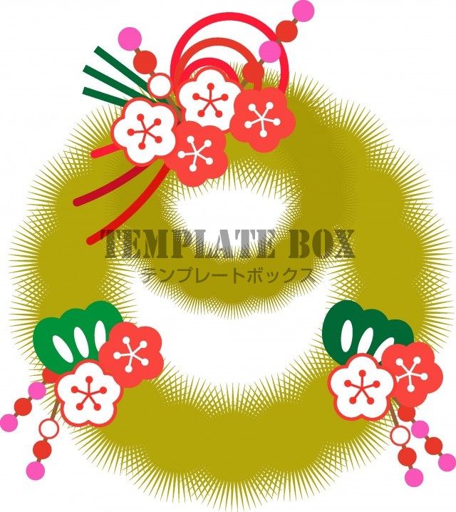 1月のイメージのワンポイントイラスト、華やかなしめ縄飾り