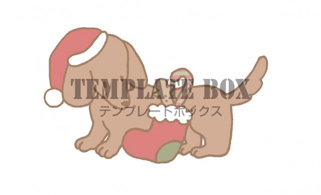 サンタの帽子を被ったダックスフントのワンポイントイラスト