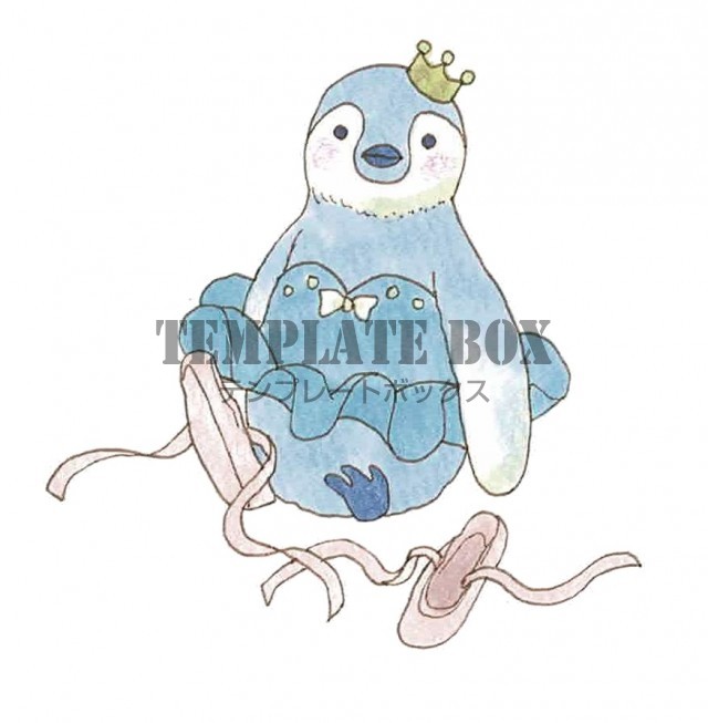 トゥシューズを履いているバレリーナの格好をしたペンギンのイラスト