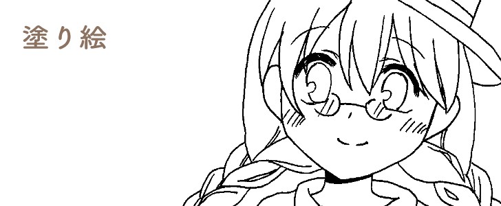 女の子｜帽子｜トランク｜三つ編み｜メガネ｜塗り絵｜無料テンプレート｜無料｜ダウンロード