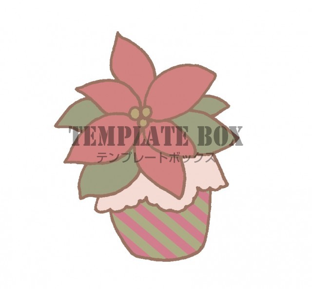 クリスマスの花、ポインセチアのワンポイントイラスト