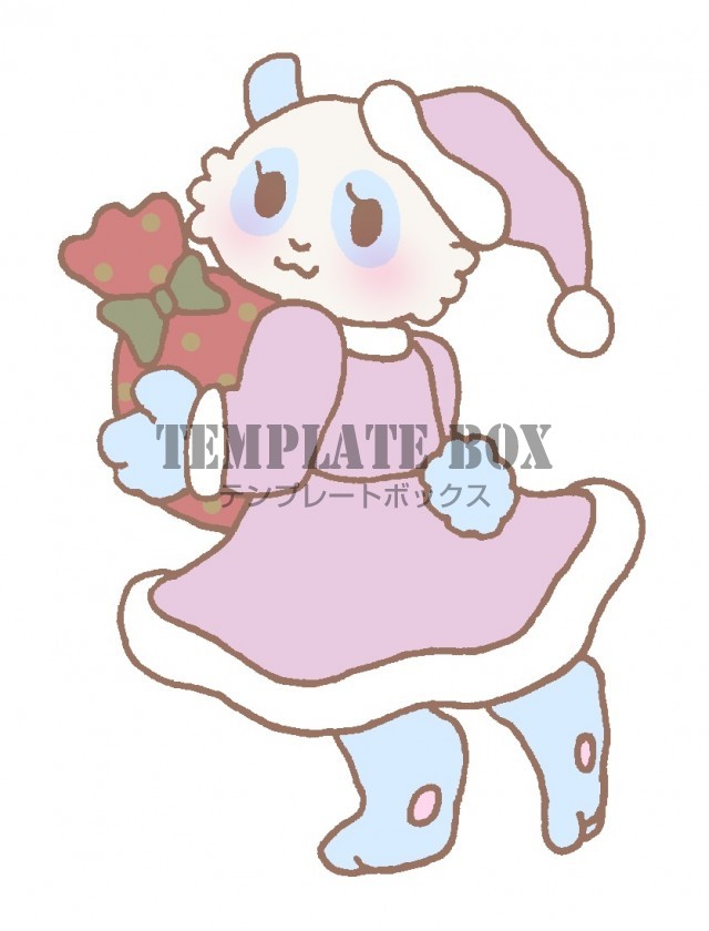 サンタの格好をしたパンダのかわいいワンポイントイラスト