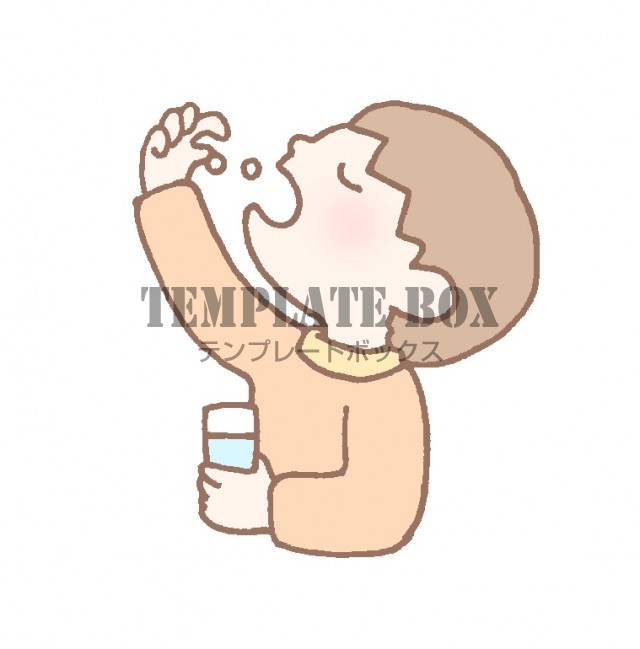 薬を飲んでいる男性のシンプルなワンポイントイラスト