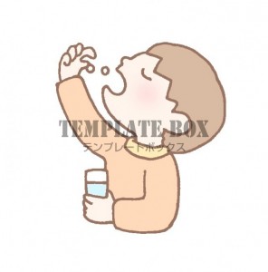 薬を飲んでいる男…