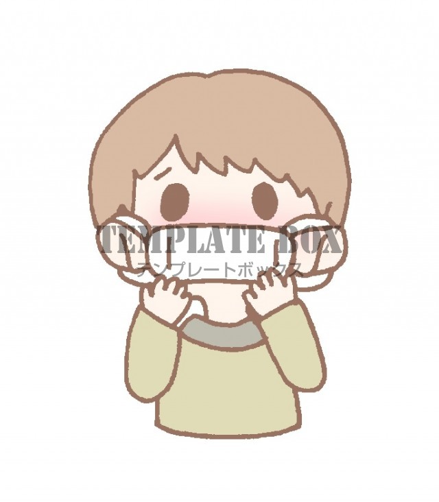 マスクをしている男性のワンポイントイラスト