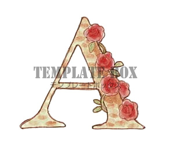 お花がかわいいイニシャルAのワンポイントイラスト