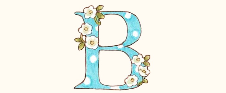 イニシャル｜B｜アルファベット｜花｜無料イラスト素材｜無料｜ダウンロード