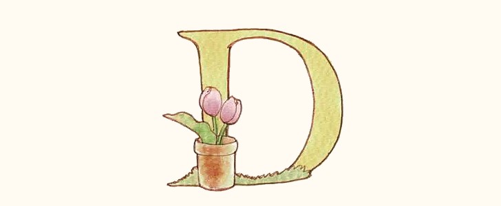 D｜イニシャル｜アルファベット｜チューリップ｜お花｜無料イラスト素材｜無料｜ダウンロード