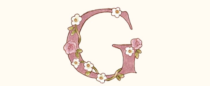 G｜アルファベット｜イニシャル｜花｜無料イラスト素材｜無料｜ダウンロード
