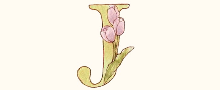 J｜イニシャル｜アルファベット｜チューリップ｜花｜無料イラスト素材｜無料｜ダウンロード