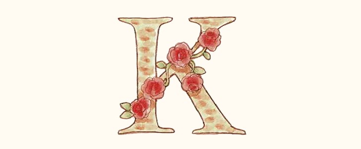 イニシャル｜アルファベット｜K｜バラ｜花｜無料イラスト素材｜無料｜ダウンロード