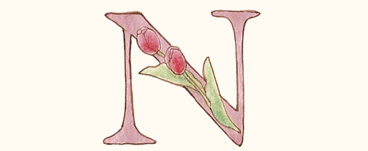 イニシャル｜アルファベット｜N｜チューリップ｜無料イラスト素材｜無料｜ダウンロード