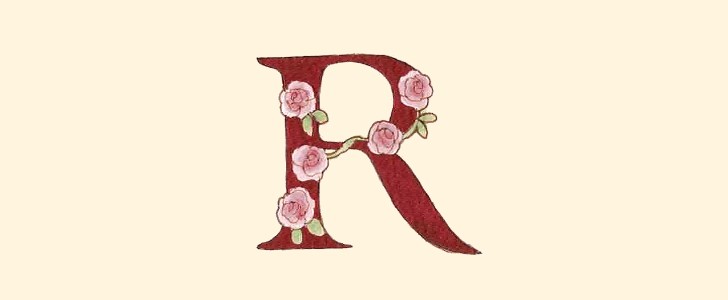 イニシャル｜アルファベット｜R｜薔薇｜無料イラスト素材｜無料｜ダウンロード