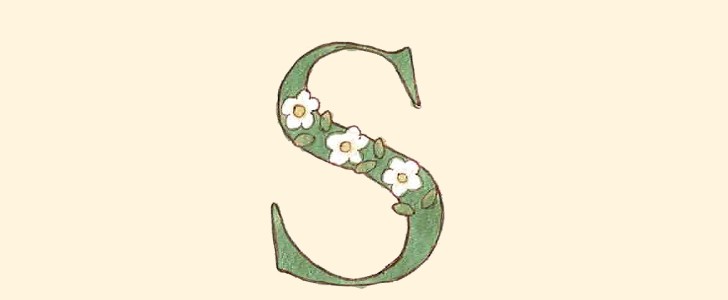 イニシャル｜アルファベット｜S｜花｜無料イラスト素材｜無料｜ダウンロード