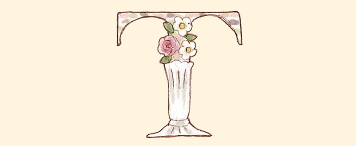 イニシャル｜アルファベット｜T｜花｜無料イラスト素材｜無料｜ダウンロード