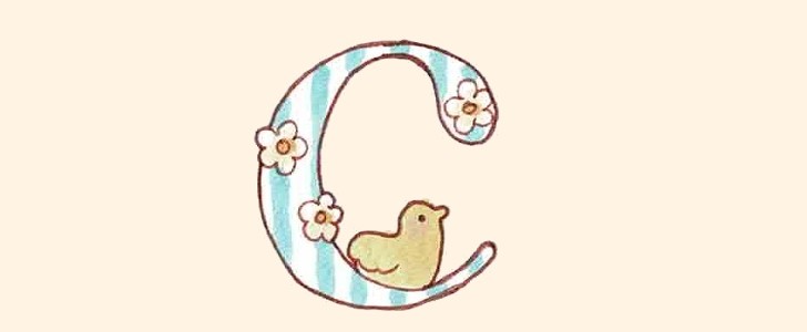 イニシャル｜アルファベット｜花｜ひよこ｜無料イラスト素材｜無料｜ダウンロード
