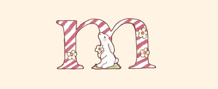 イニシャル｜アルファベット｜うさぎ｜花｜無料イラスト素材｜無料｜ダウンロード