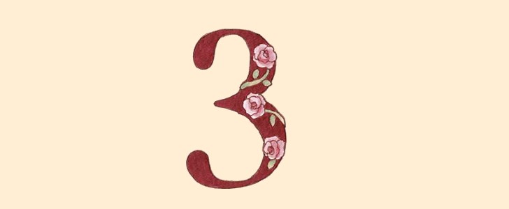 薔薇｜数字｜3｜無料イラスト素材｜無料｜ダウンロード