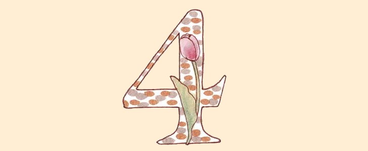 チューリップ｜数字｜4｜無料イラスト素材｜無料｜ダウンロード