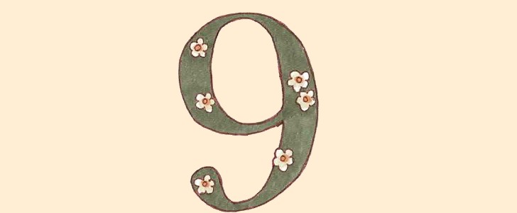 花｜数字｜9｜無料イラスト素材｜無料｜ダウンロード