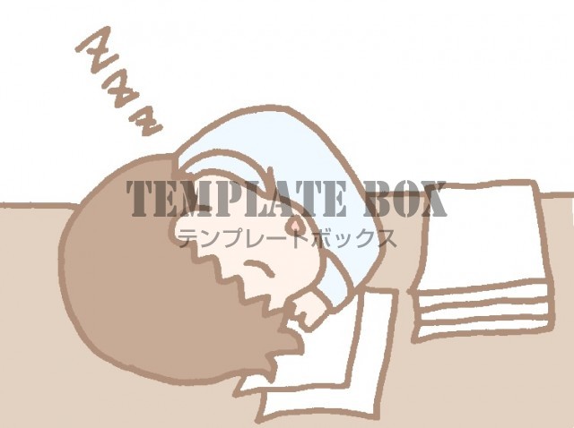 仕事をしながら過労で眠ってしまったサラリーマンのワンポイント