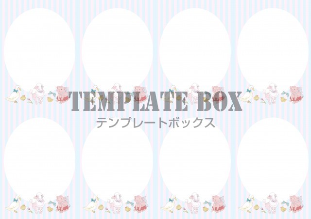 ミニブタ、アヒル、トイプードルのかわいいガーリーなメモセットのテンプレート