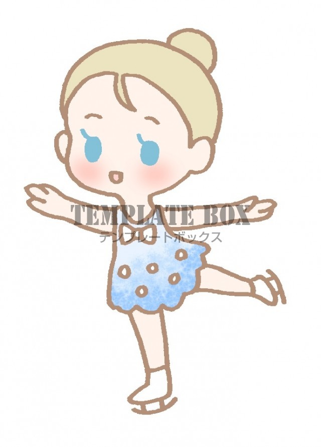 スケートをしている女の子のワンポイントイラスト素材