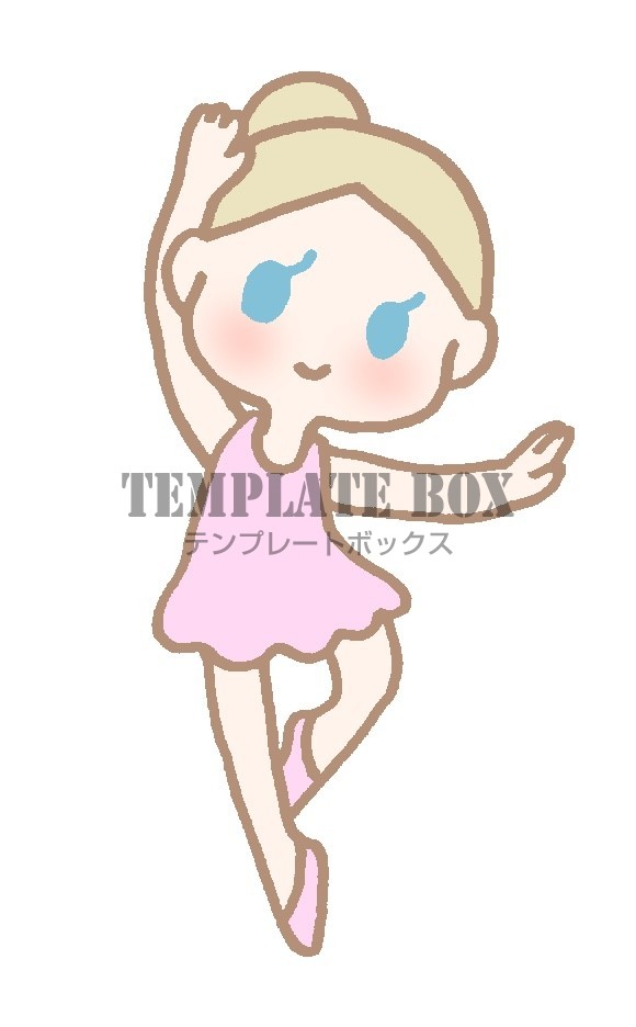 バレリーナの女の子のワンポイントイラスト