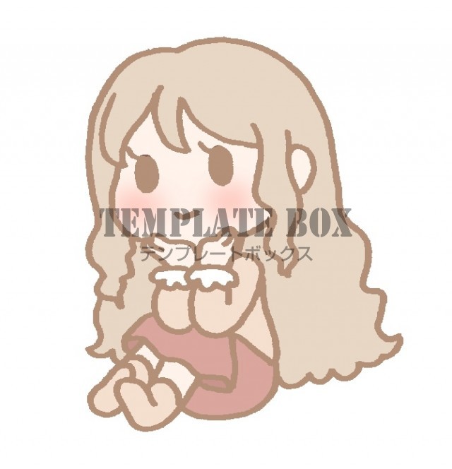 体育座りをしている秋服姿の女の子のワンポイントイラスト