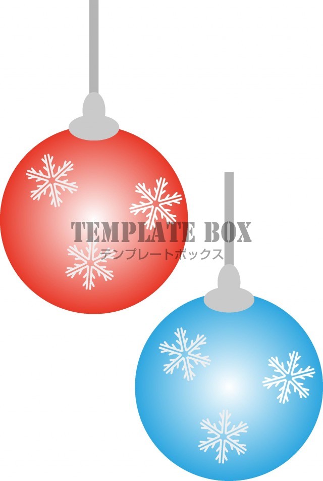 クリスマスのオーナメントボールのイラスト、雪の結晶のデザイン