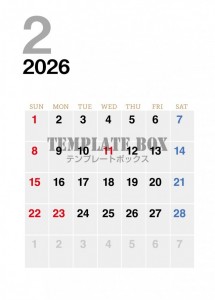 ２０２６年２月カ…